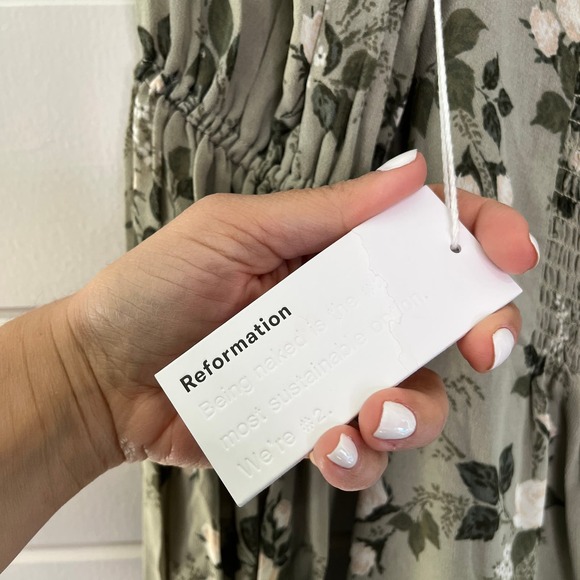 Reformation Floral Maxi Dress Stars in Verde Square Neck Green Womens 4 NEW - Picture 13 of 16